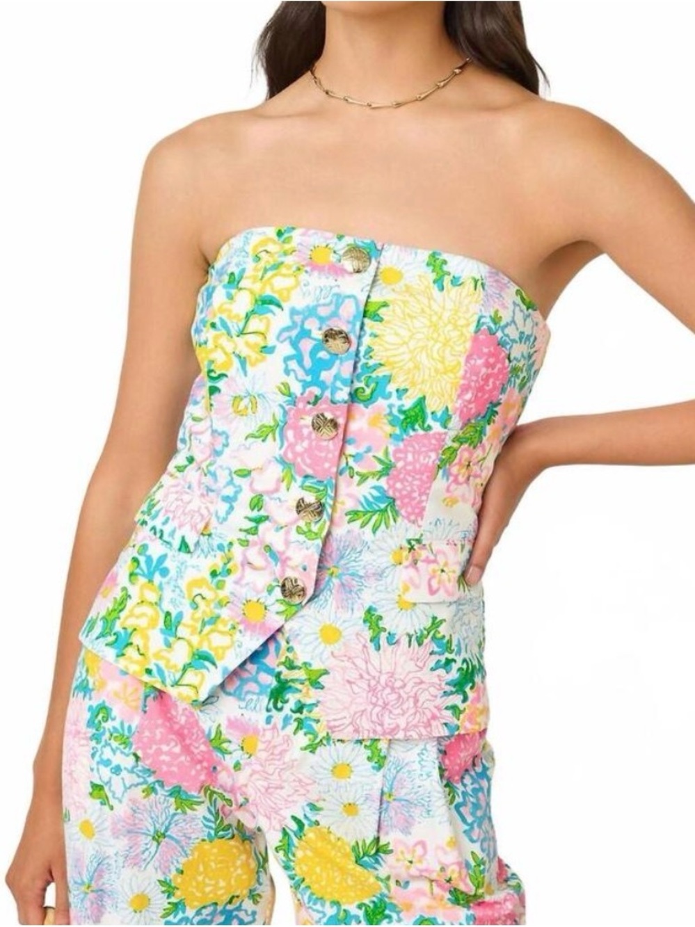 Lilly Pulitzer Danneel Strapless Top - Multi Lilly Garden Pattern